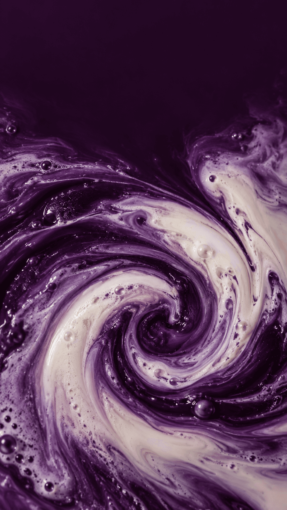 Abstraktes kreatives Bild, violette und cremefarbene Spirale
